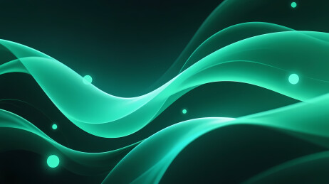 绿色波浪线条与白点