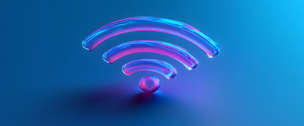 蓝色背景上的WiFi图标