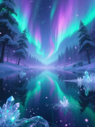 极光冷色调自然风景场景