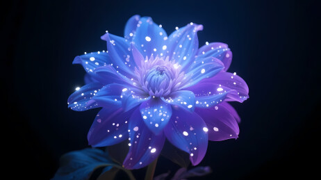 紫花白点深蓝梦幻背景