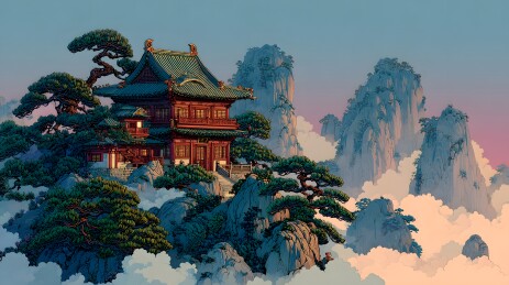 云海山巅古建筑