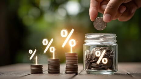 硬币与利率的金融象征