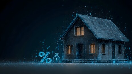 数字房屋与利率符号