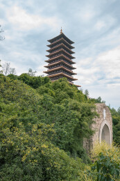 南京牛首山佛顶塔建筑风光
