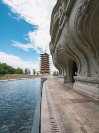 南京牛首山佛顶塔建筑风光