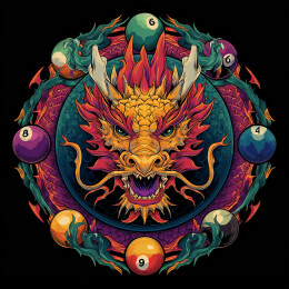 彩韵龙首台球绘奇幻东方