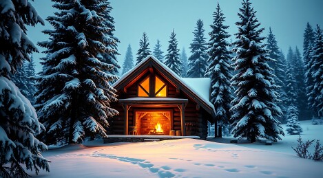 雪夜小木屋
