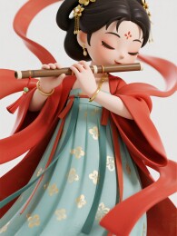 古装少女吹笛悠扬婉转