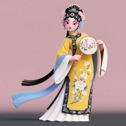 京剧旦角表演者手持扇子形象