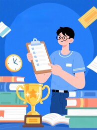 学生准备考试清单赢得奖杯
