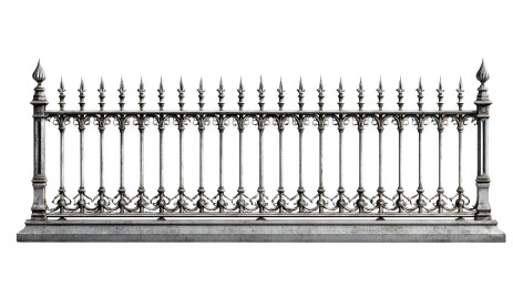 装饰性尖刺与涡旋花纹铸铁围栏