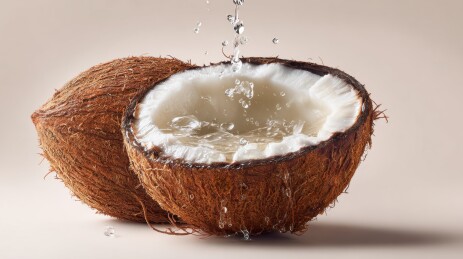 椰子剖开水珠四溅