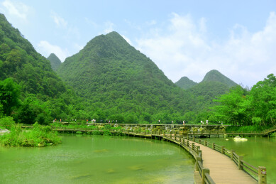 荔波小七孔风景区翠谷湿地山水风光
