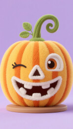 3D建模羊毛毡毛绒绒质感万圣节南瓜头模型