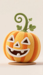 3D建模羊毛毡毛绒绒质感万圣节南瓜头模型