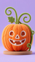 3D建模羊毛毡毛绒绒质感万圣节南瓜头模型