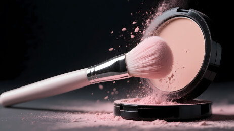 粉色化妆刷浅色粉饼