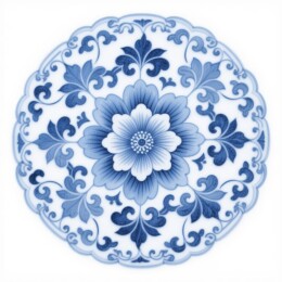 青花图案古典装饰场景