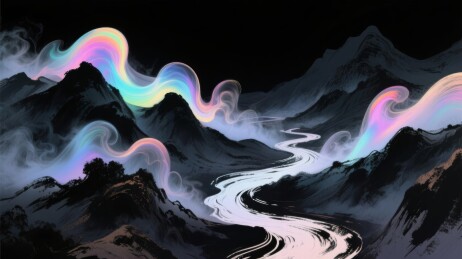 炫彩云烟梦幻山水场景