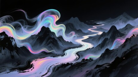 炫彩云烟梦幻山水场景