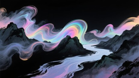 炫彩云烟梦幻山水场景