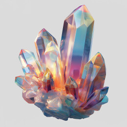 炫彩渐变水晶簇艺术插画设计素材