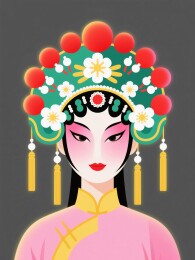 京剧演员精美面部妆容特写