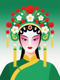 京剧旦角头饰妆容特写