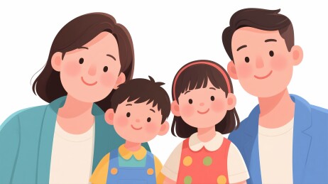 一家四口插画