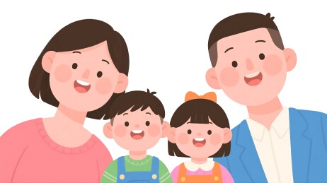 一家四口插画