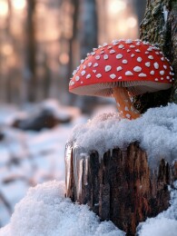 雪地里的红蘑菇精灵