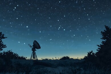 夜空中的卫星导航天线指向繁星