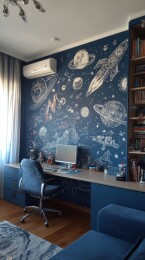 宇宙主题书房蓝色调设计