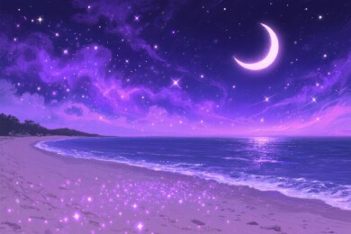 梦幻星月海滨装饰场景