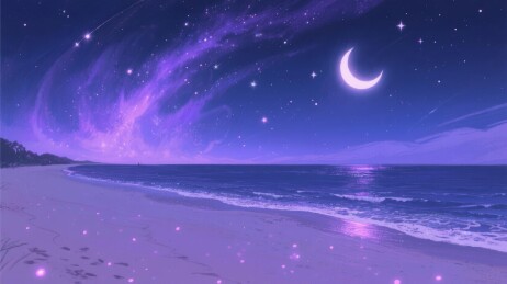梦幻星月海滨装饰场景