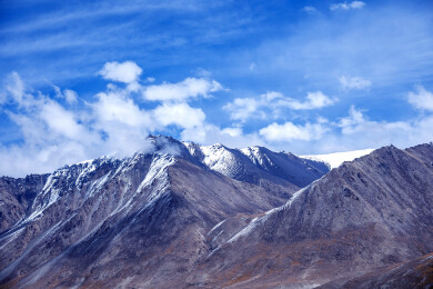 中国新疆塔县红其拉甫口岸喀喇昆仑山群山山