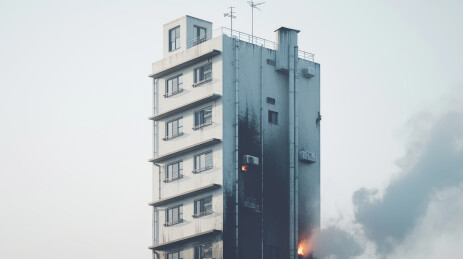 浓烟滚滚的建筑