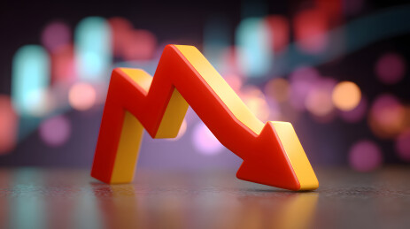 箭头指示金融市场下跌趋势