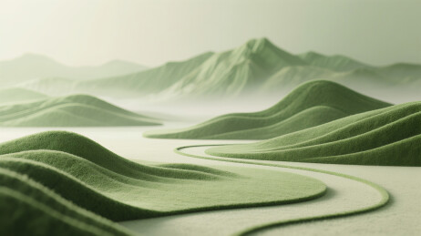 新中式抽象羊粘毛山水画