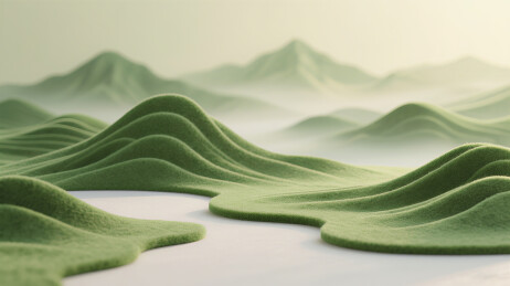 新中式抽象羊粘毛山水画