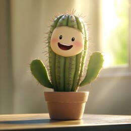 微笑仙人掌盆栽