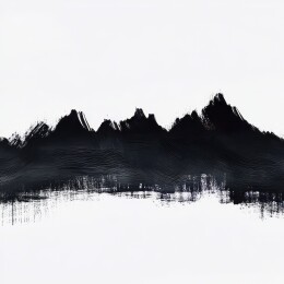 黑白山脉绘画