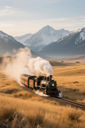 蒸汽火车穿越草原