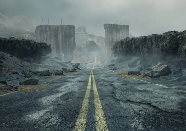 废墟地面特写风景图