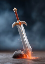 火焰上一把卡通宝剑