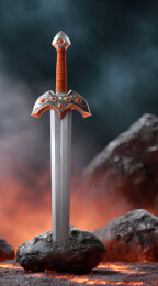 火焰上一把卡通宝剑