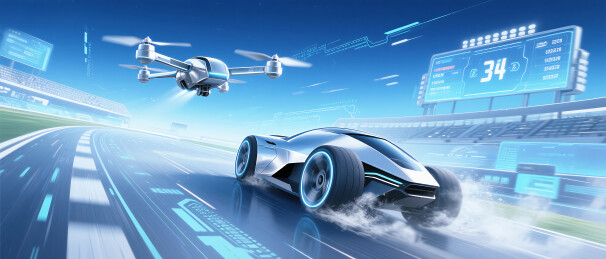 未来无人机拍摄赛车现场