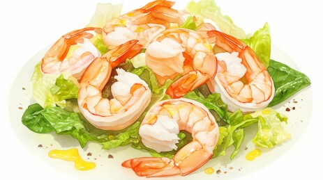 白盘鲜虾生菜沙拉