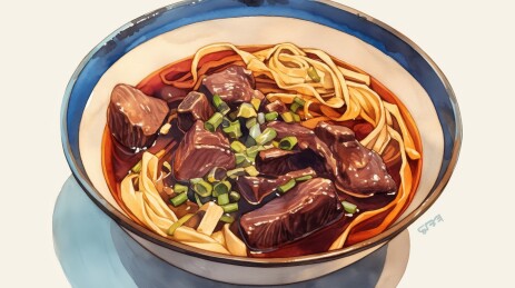 一碗丰盛肉菜面