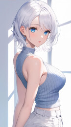简约风格的银发动漫女孩